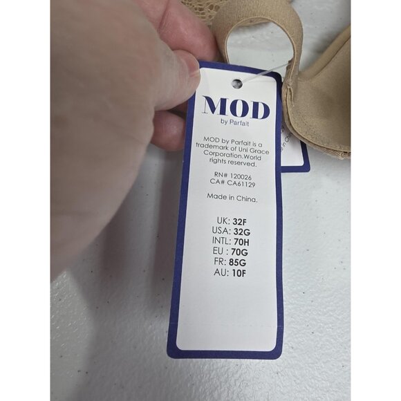 MOD by Parfait Bra Womens 32F Nude Lace Nouveau Style A1531 Racerback New - Picture 5 of 6